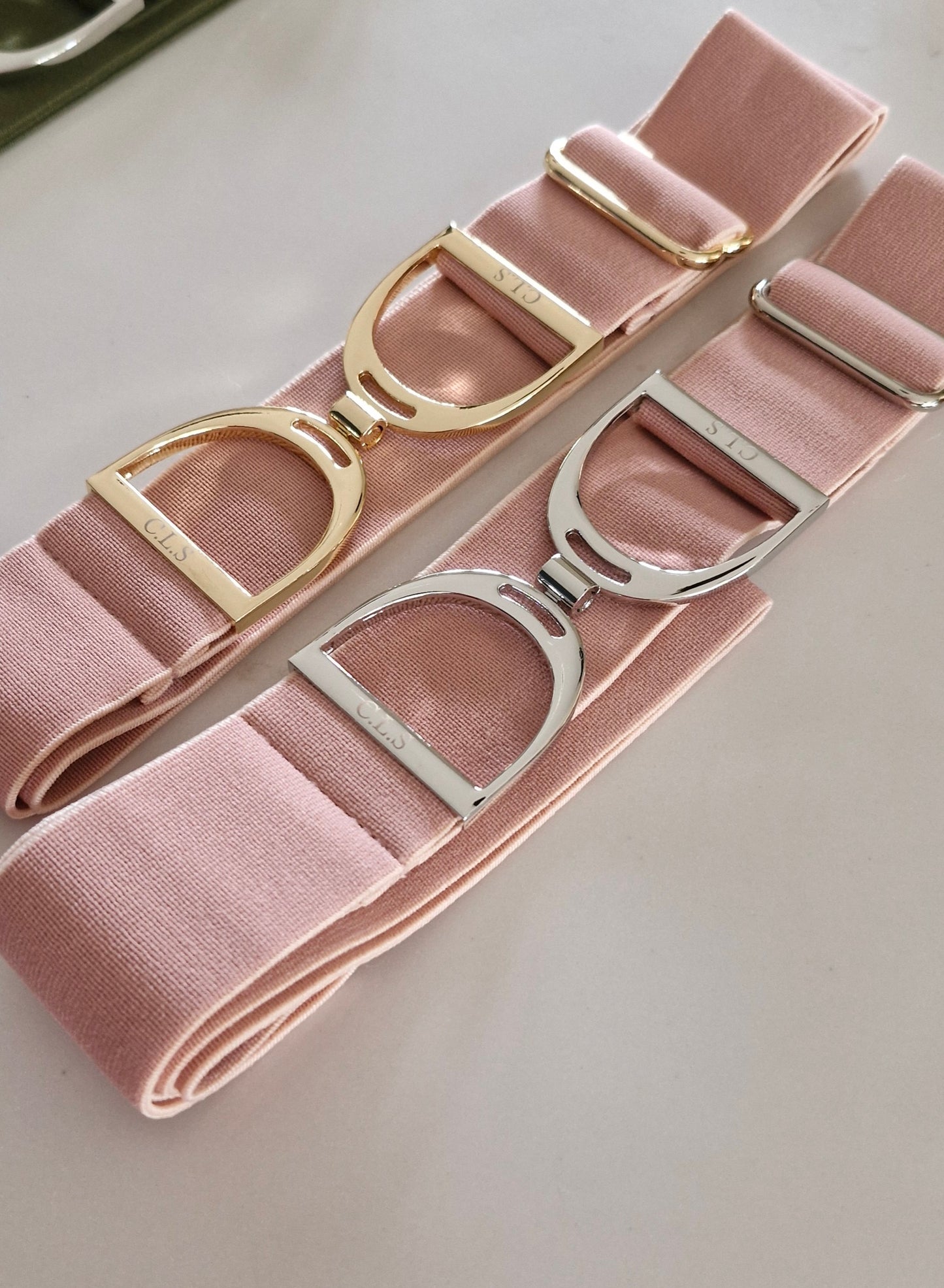 CLS Silver Stirrup Elastic Belt 1.5" Pink