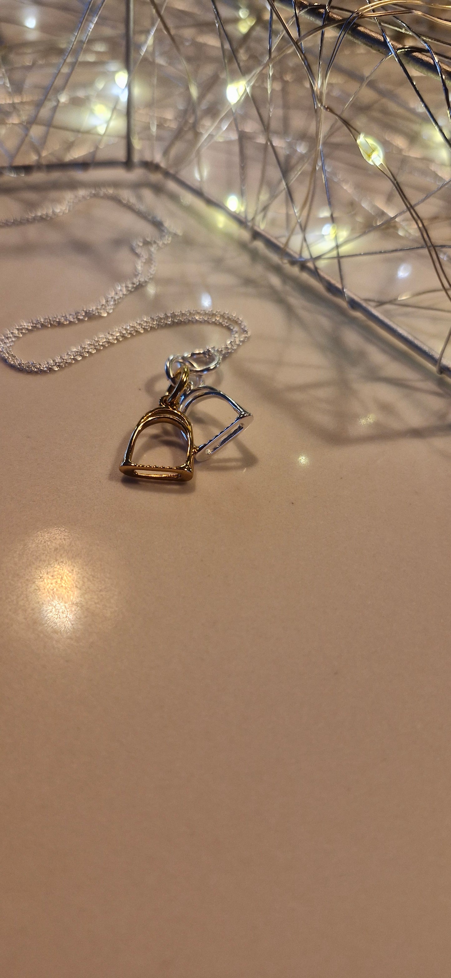 2 Stirrup Necklace - Silver and Gold