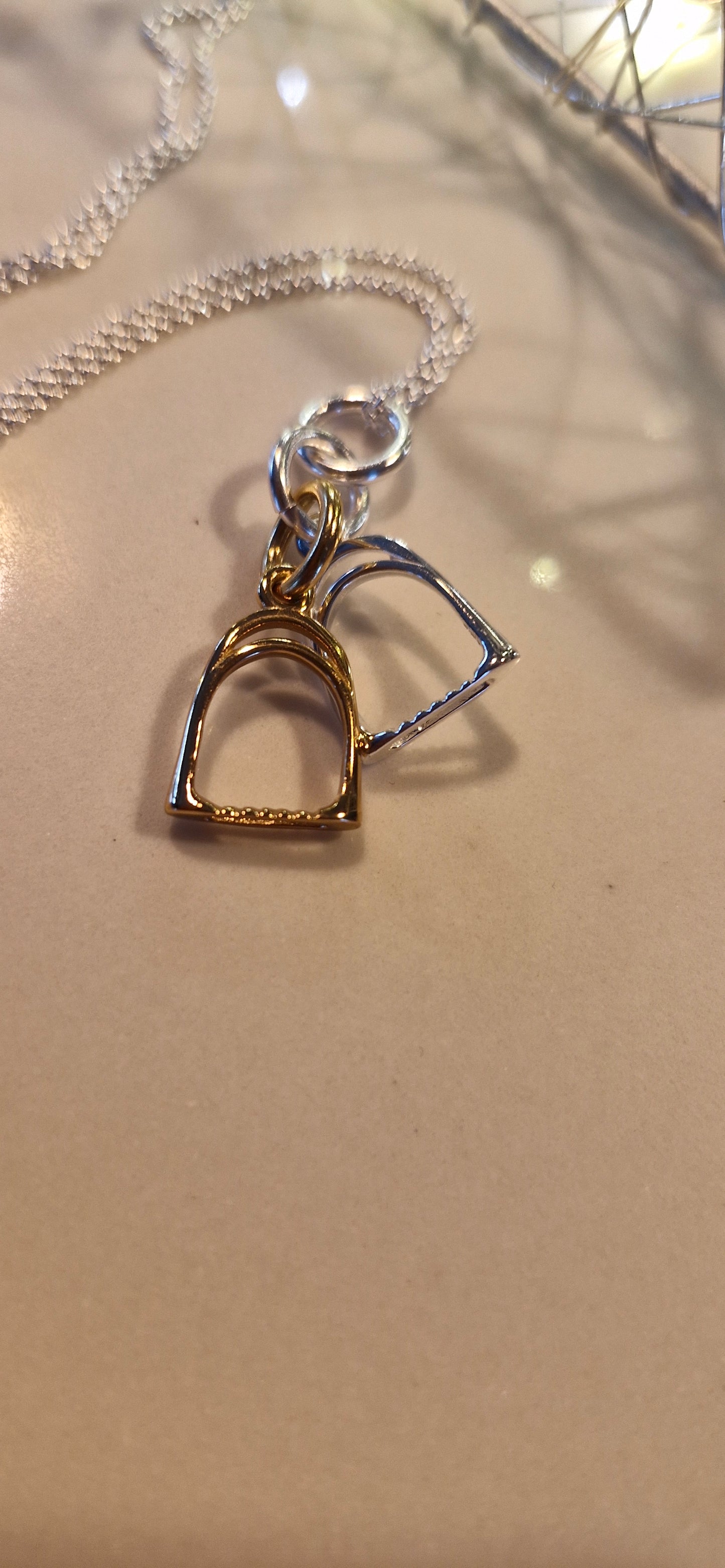 2 Stirrup Necklace - Silver and Gold
