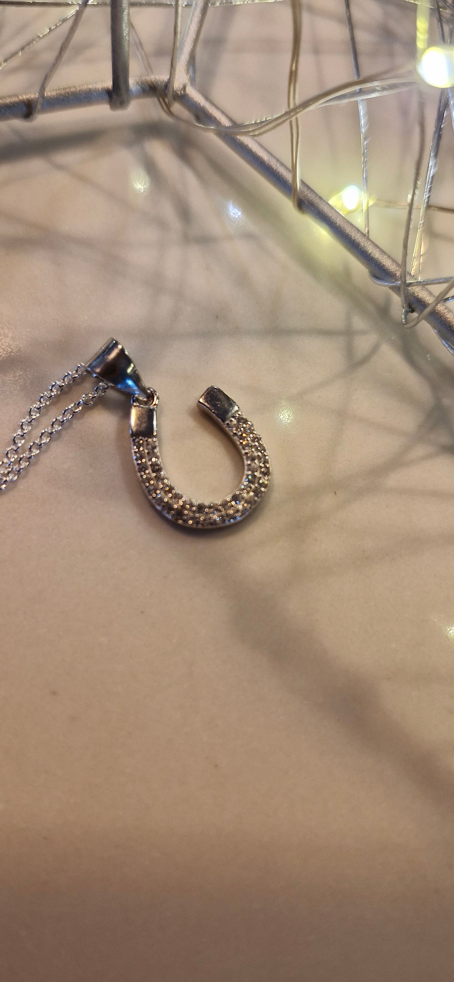 Silver Sparkle Horseshoe Necklace
