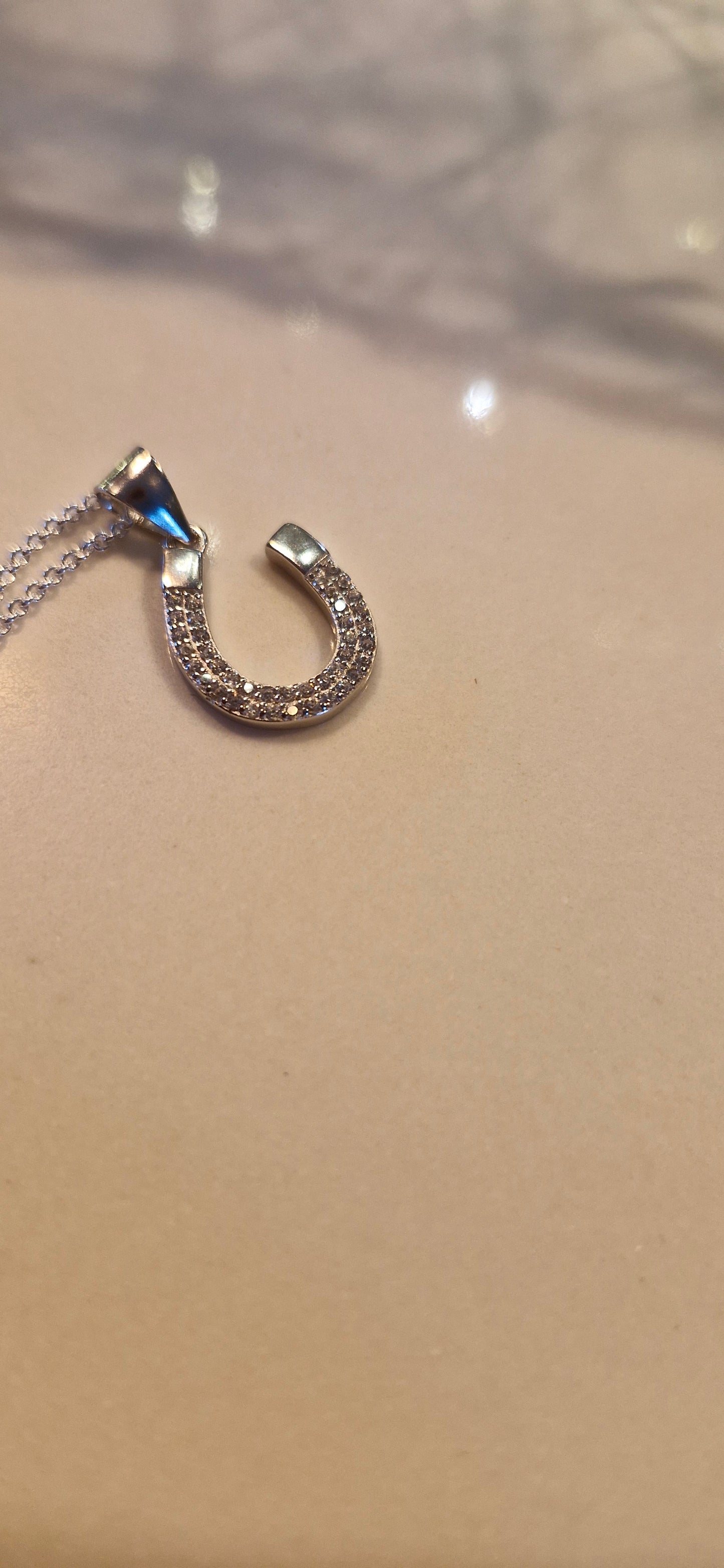 Silver Sparkle Horseshoe Necklace