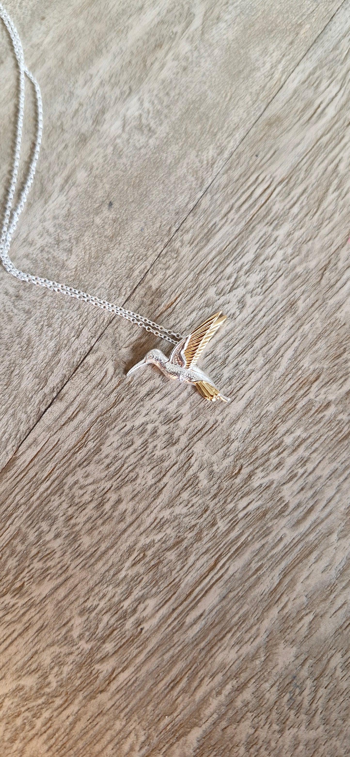 Silver and Gold Hummingbird Necklace
