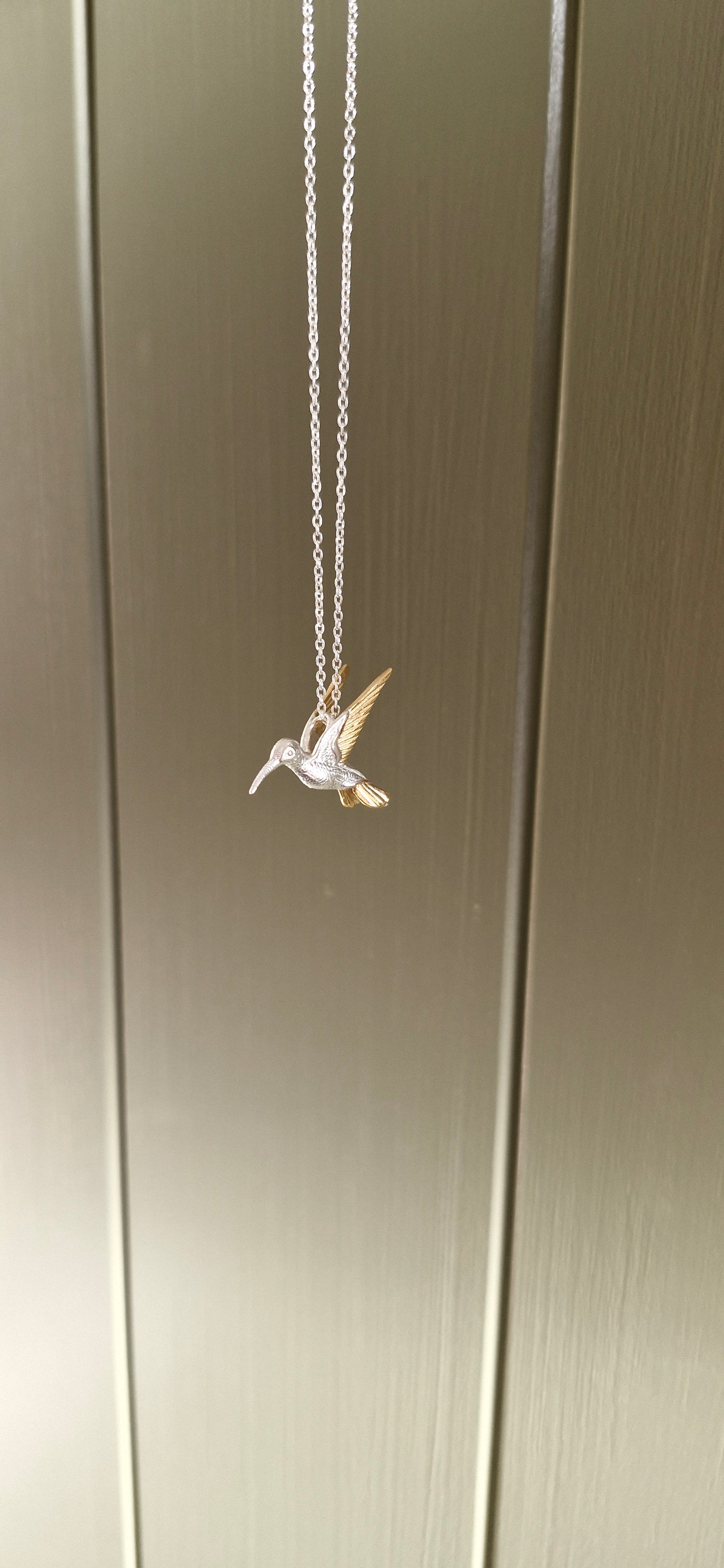 Silver and Gold Hummingbird Necklace