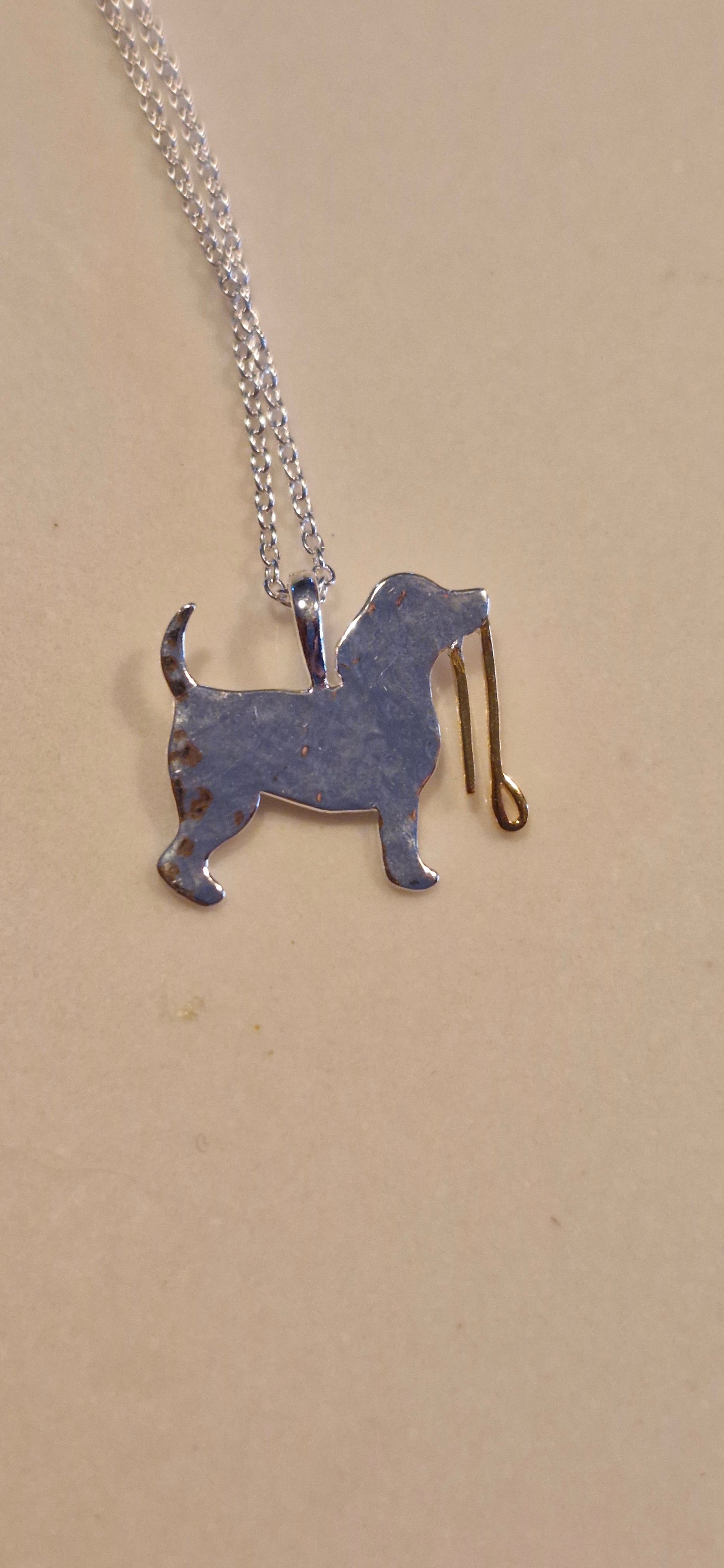 Dog Walk Sterling silver and Gold Necklace