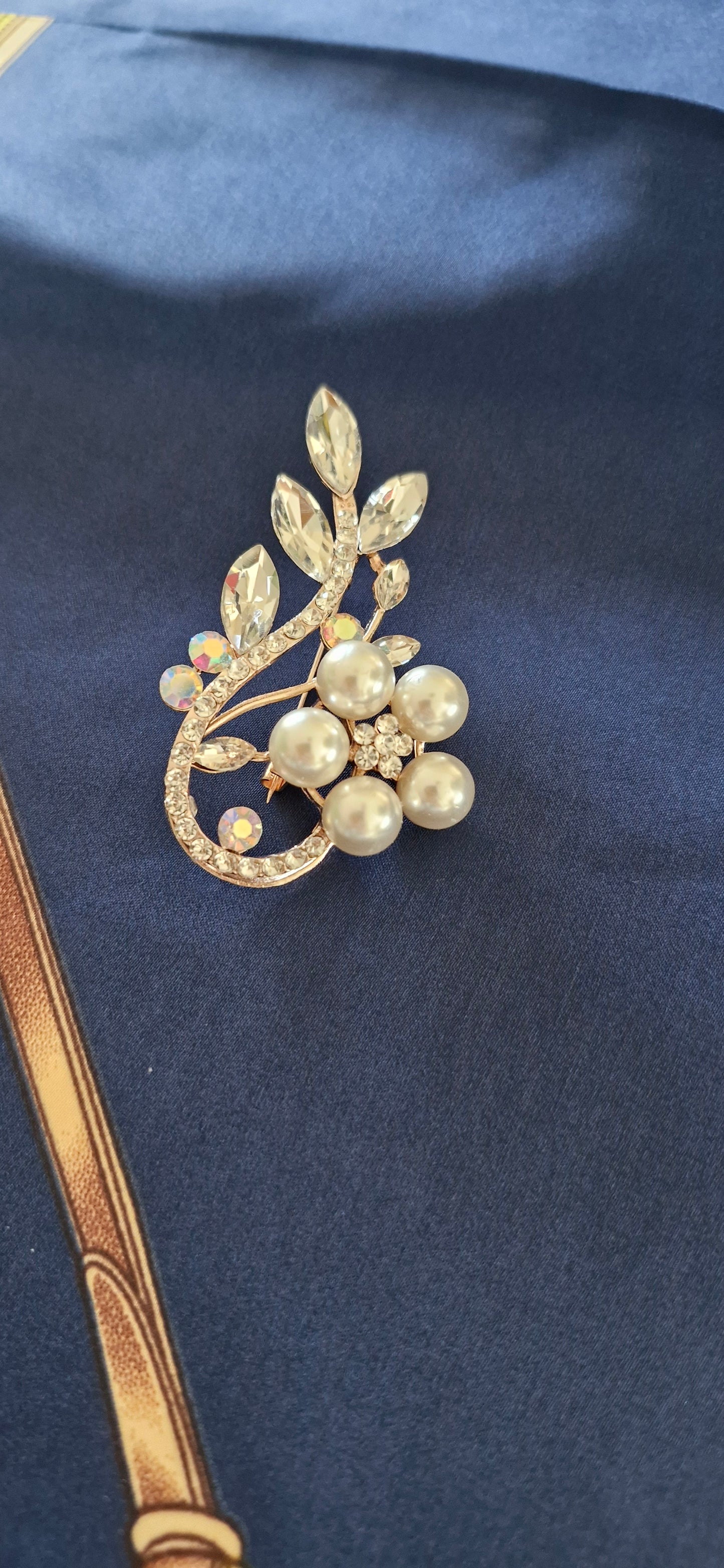 Crystal and Pearl Brooch