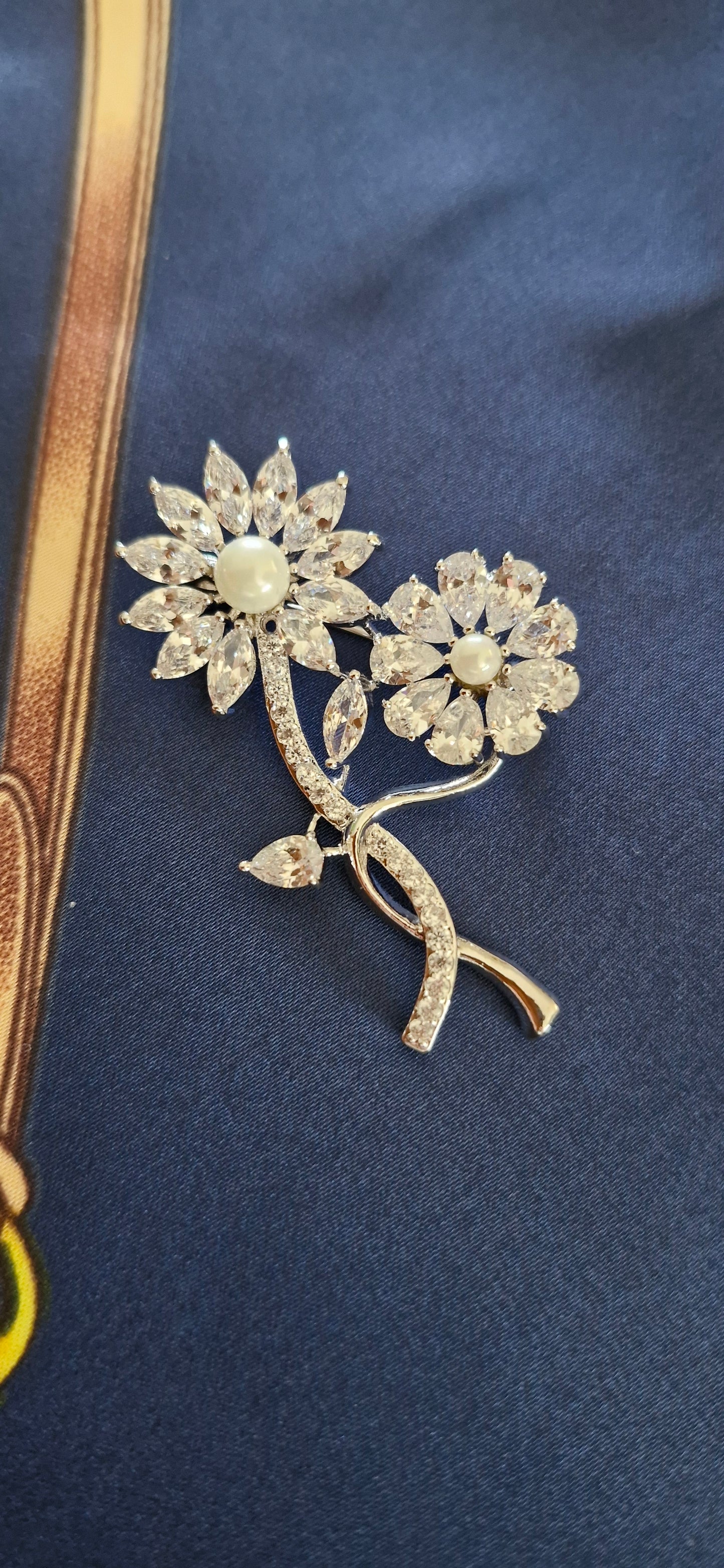 Crystal Flower Brooch