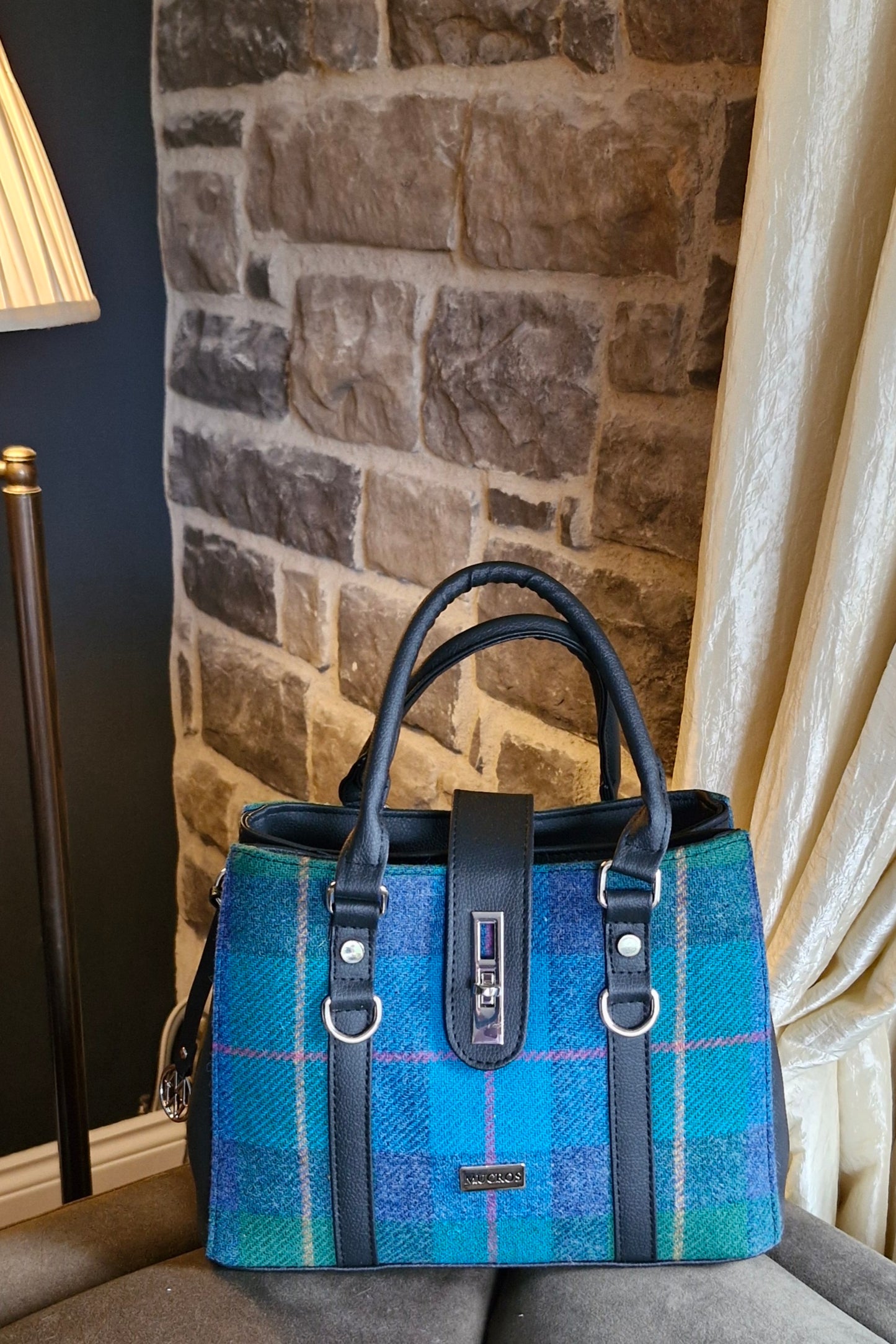 Jessica Blue & Green Tweed Handbag