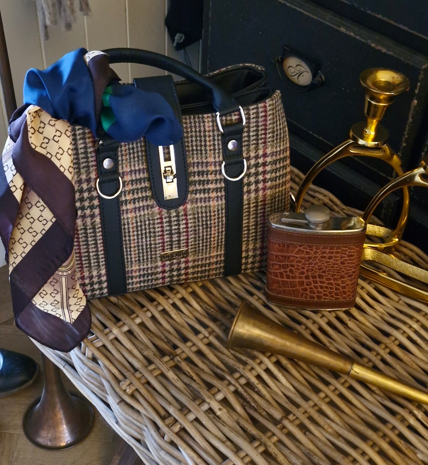 Jessica Brown & Red Tweed Handbag