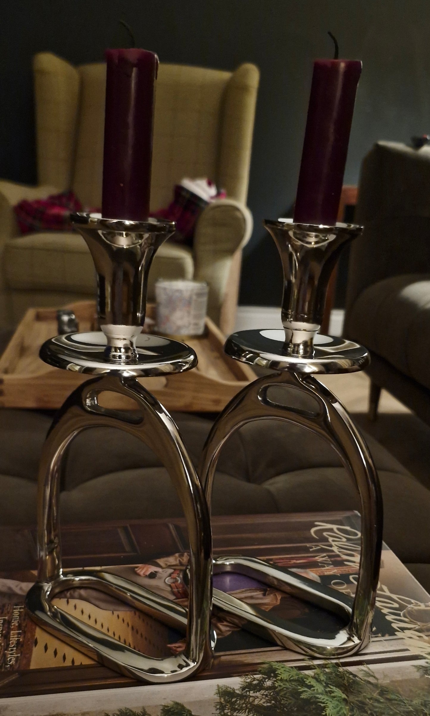 Silver Stirrup Candlestick Holder