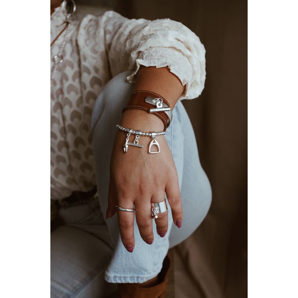 Small Elastic Bead Bracelet with Stirrup & Snaffle Bit