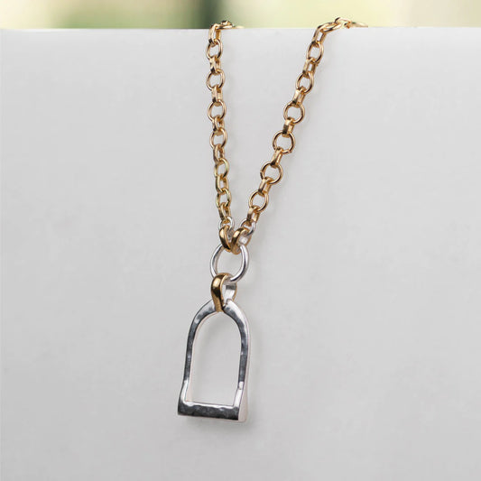 Derby Stirrup Necklace - Silver & Gold Two Tone