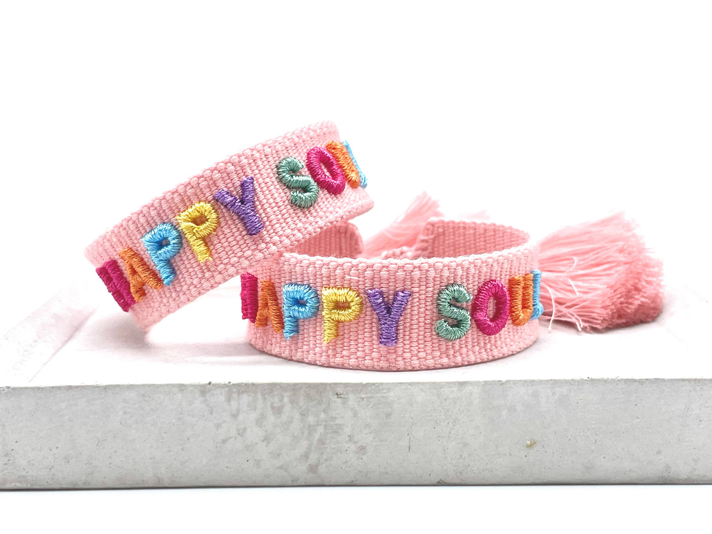 Happy Soul Woven, Embroidered Statement Bracelet