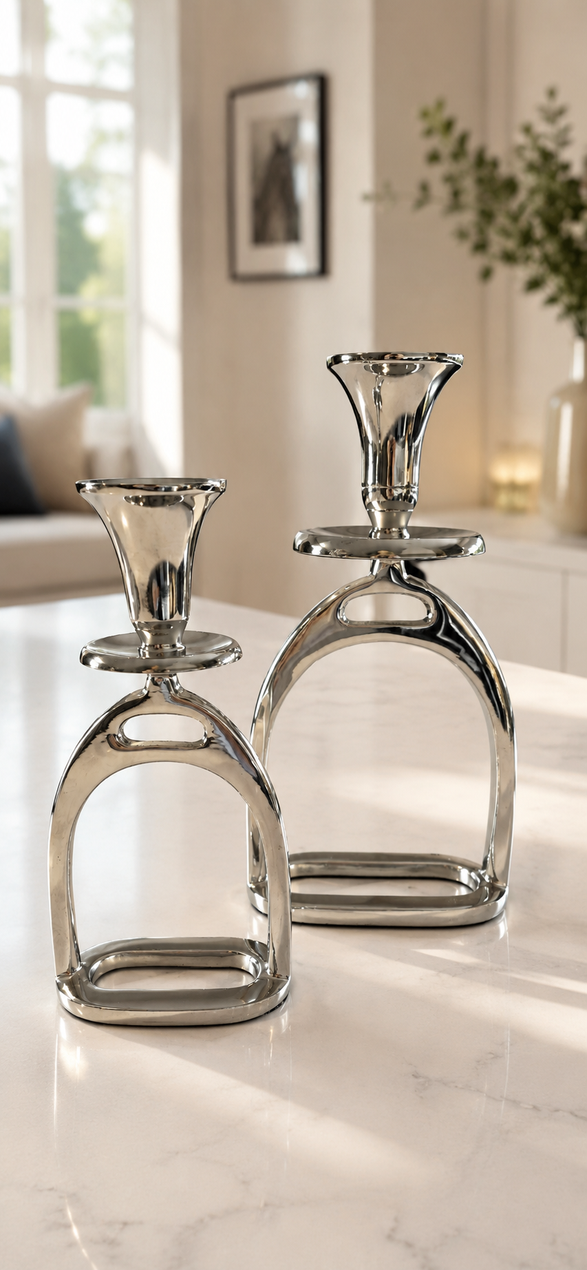 Small Silver Stirrup Candlestick Holder