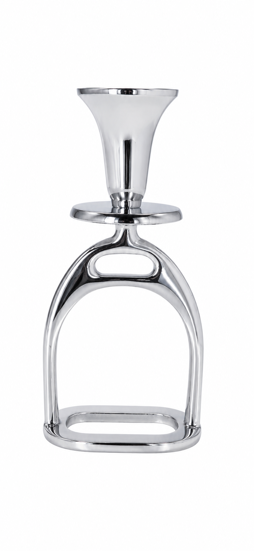 Small Silver Stirrup Candlestick Holders - Pair
