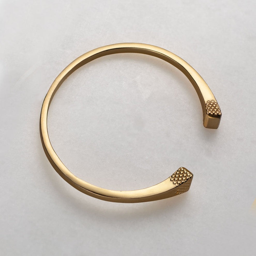 Lucky Horseshoe Nail Bangle - Gold
