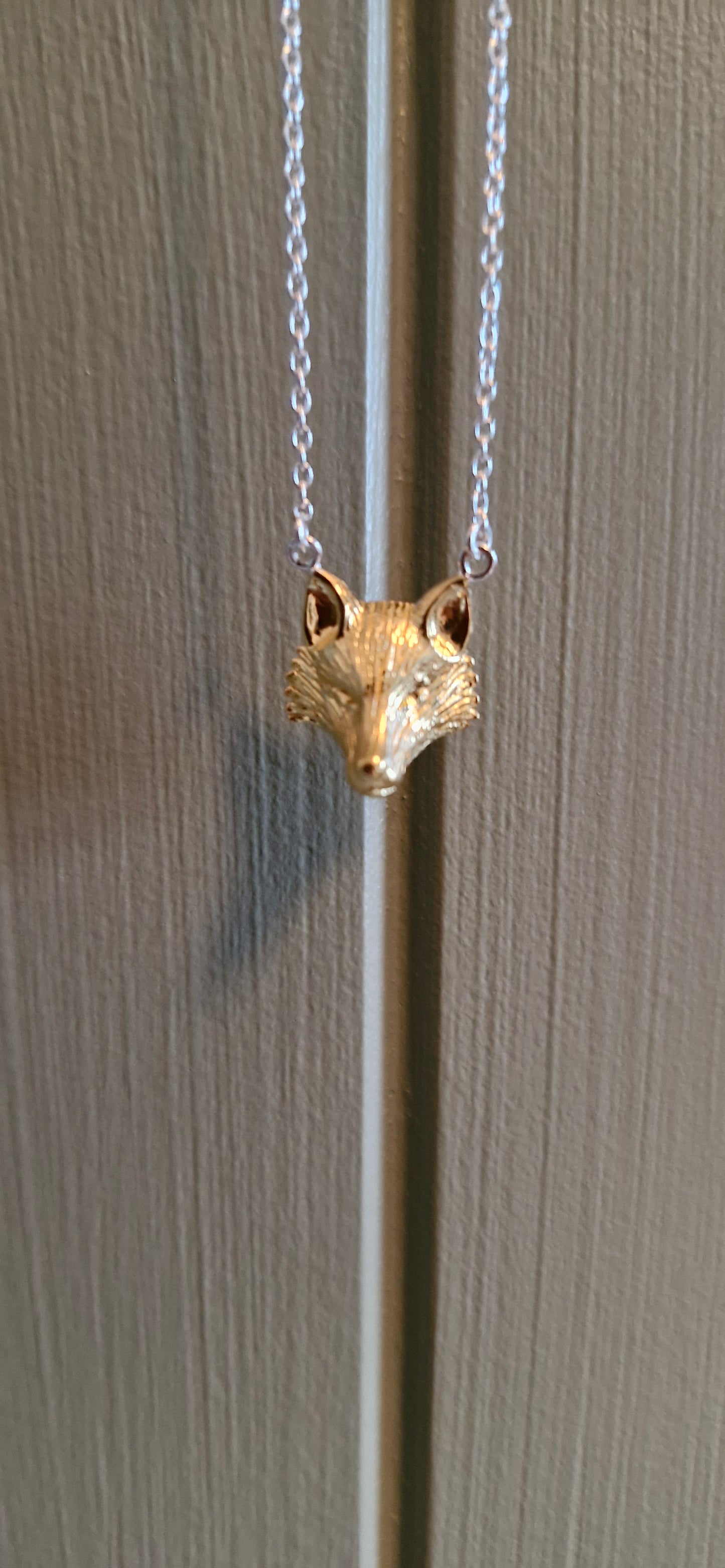 Sterling Silver Fox Mask Necklace Gold