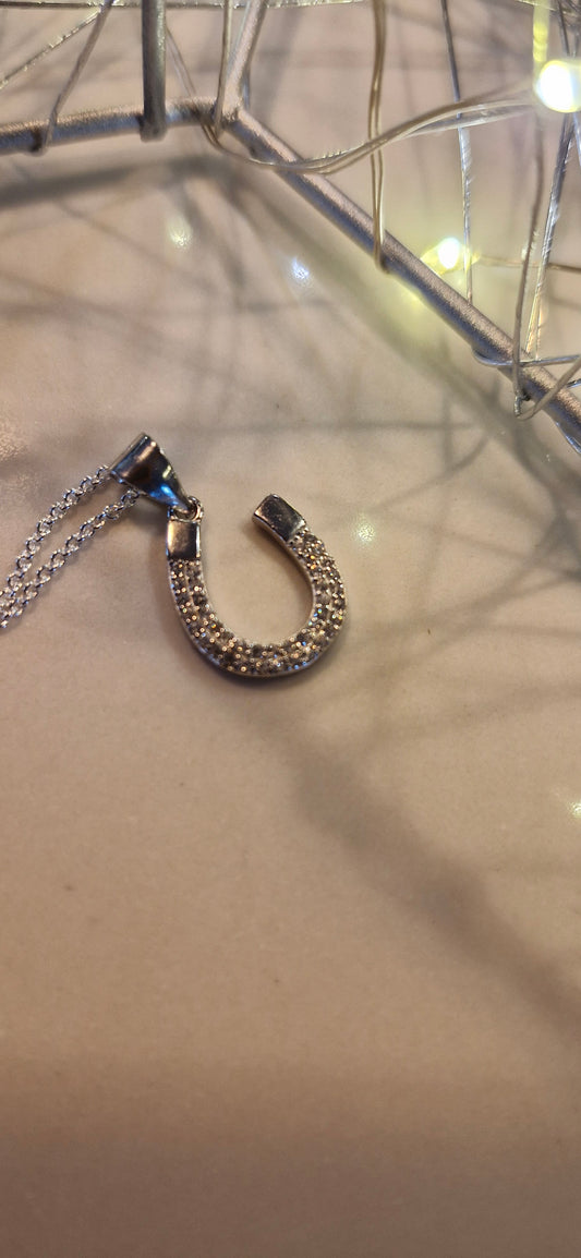 Silver Sparkle Horseshoe Necklace