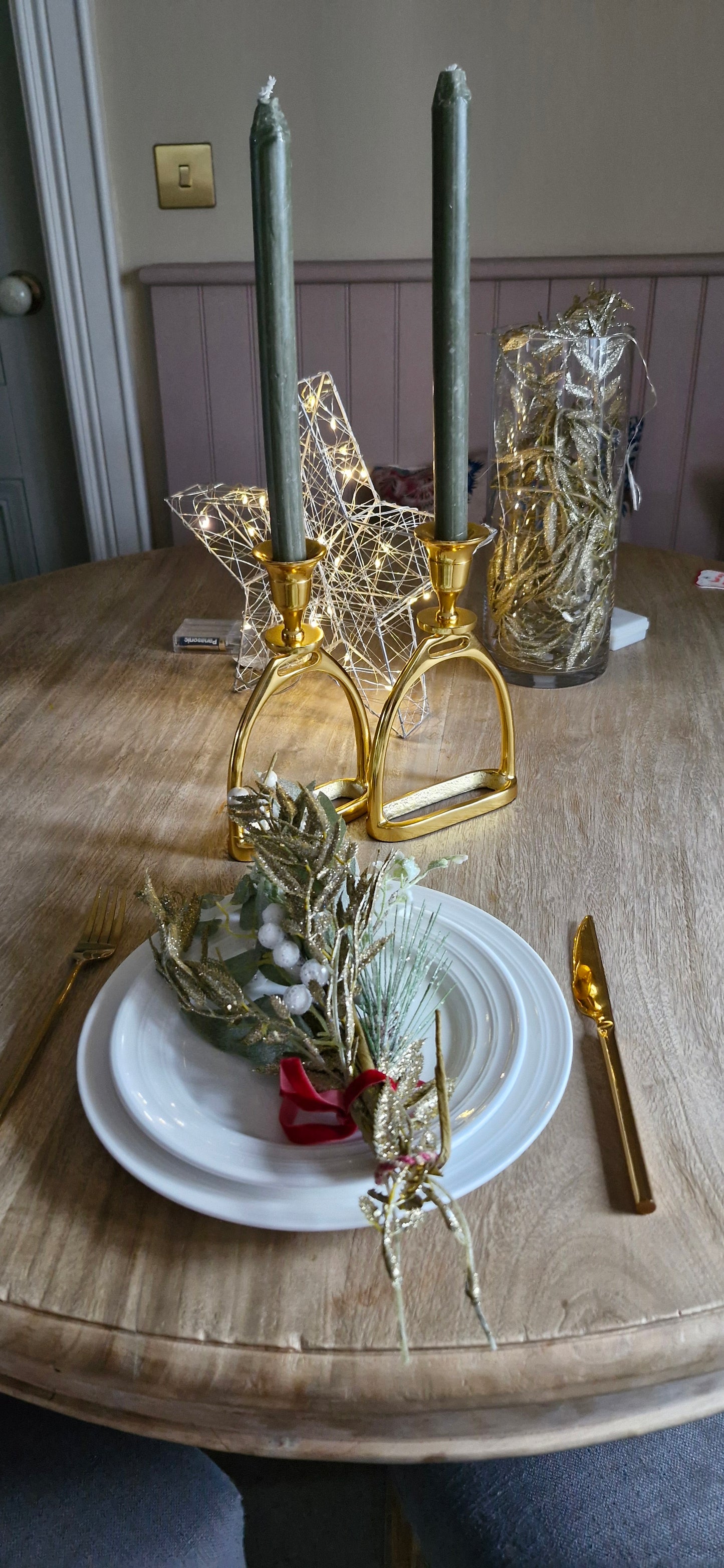 Pair of gold Plated Stirrup Candlestick Holders