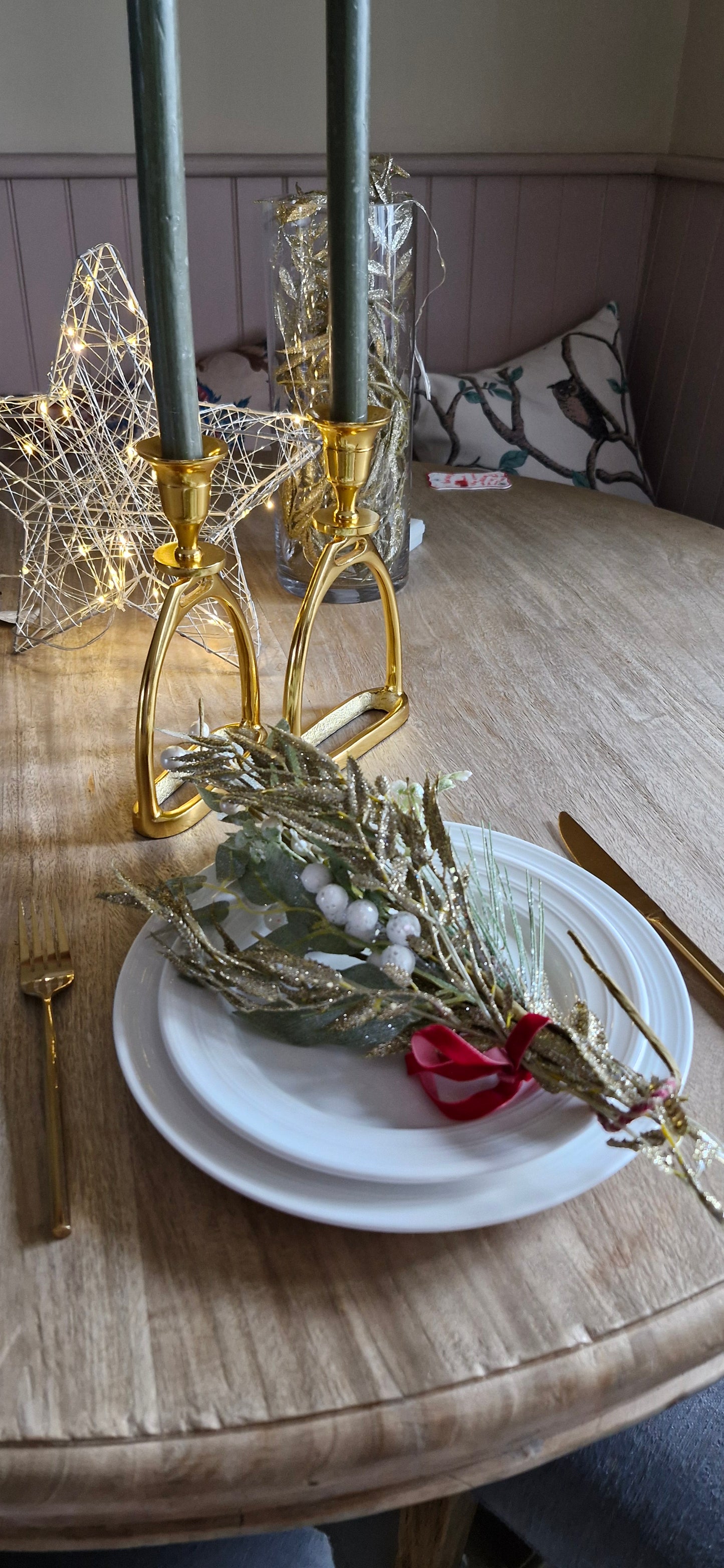 Pair of gold Plated Stirrup Candlestick Holders