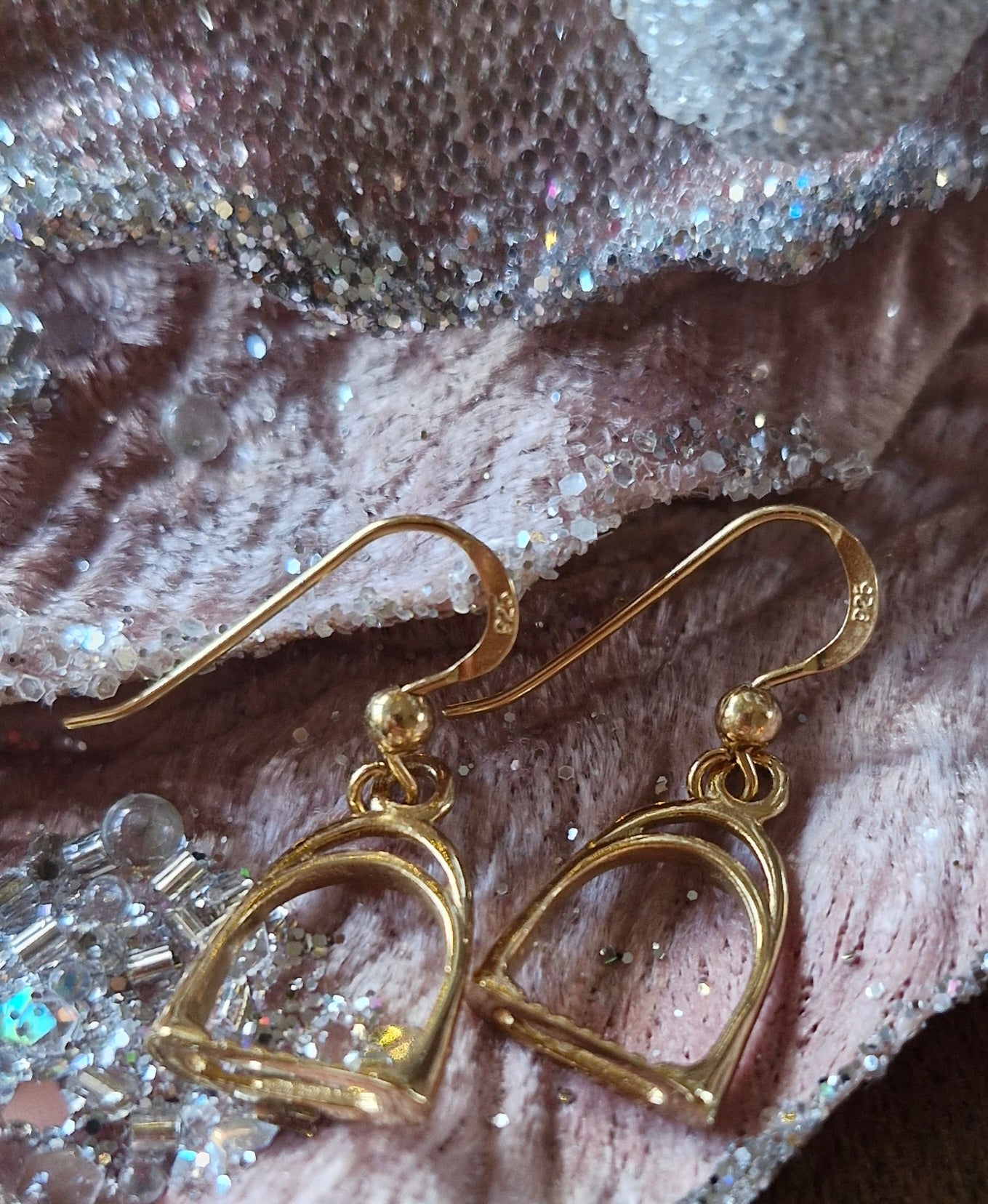 Stirrup Drop Earrings Gold
