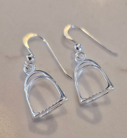 Stirrup Drop Earrings Silver