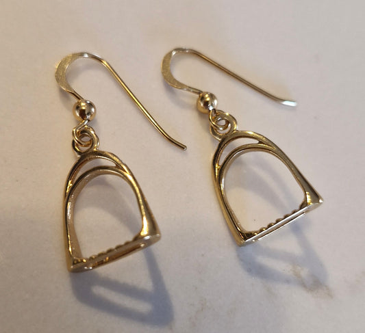 Stirrup Drop Earrings Gold