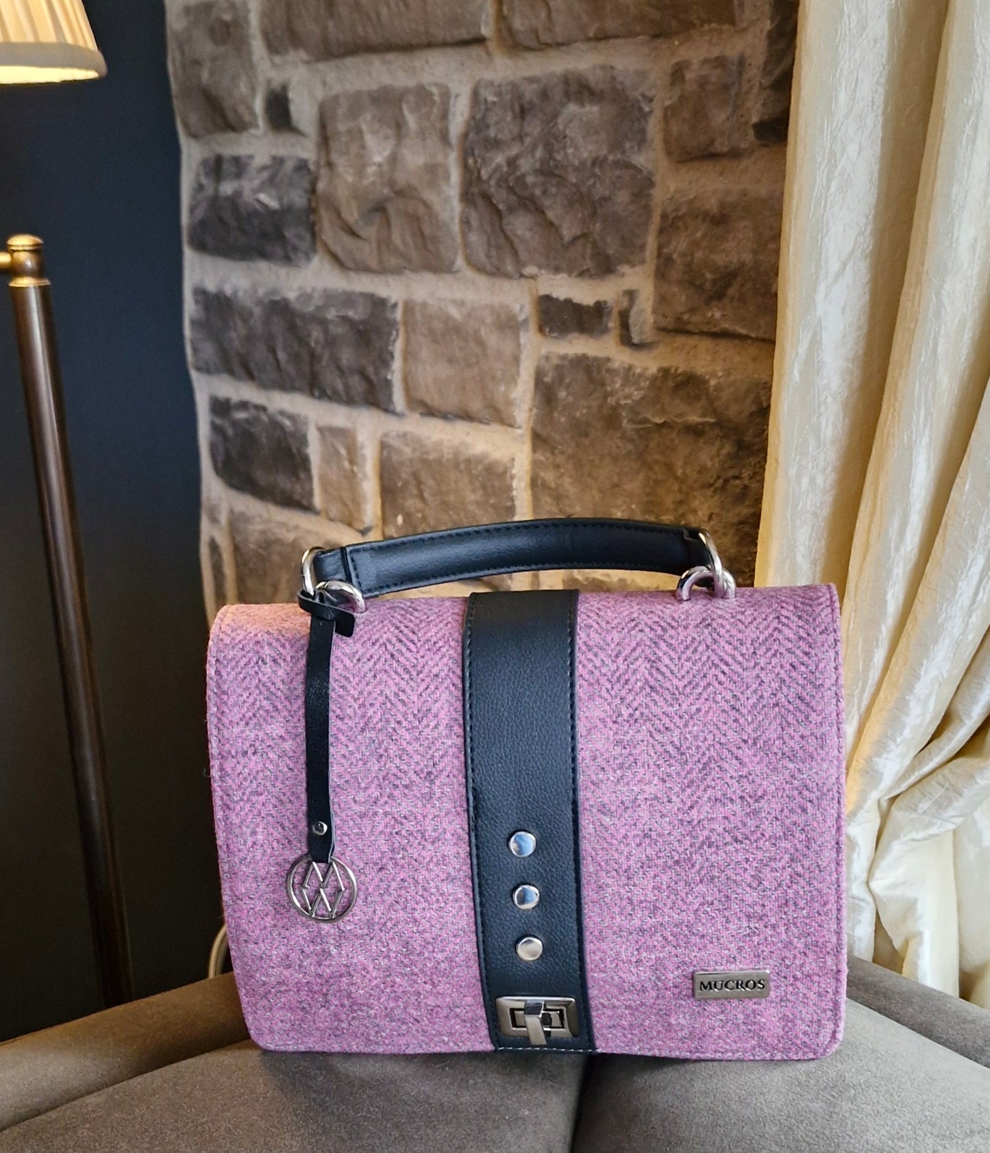 Fiona Pink Tweed Crossbody Bag