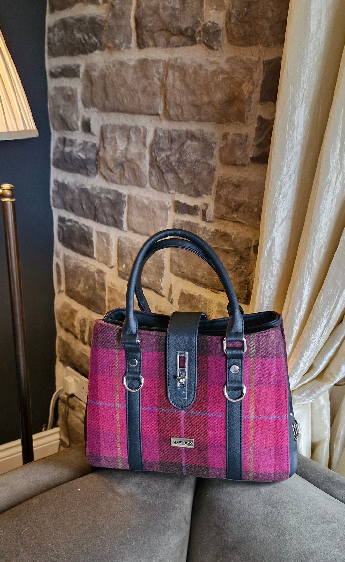 Jessica Dark Pink Tweed Handbag