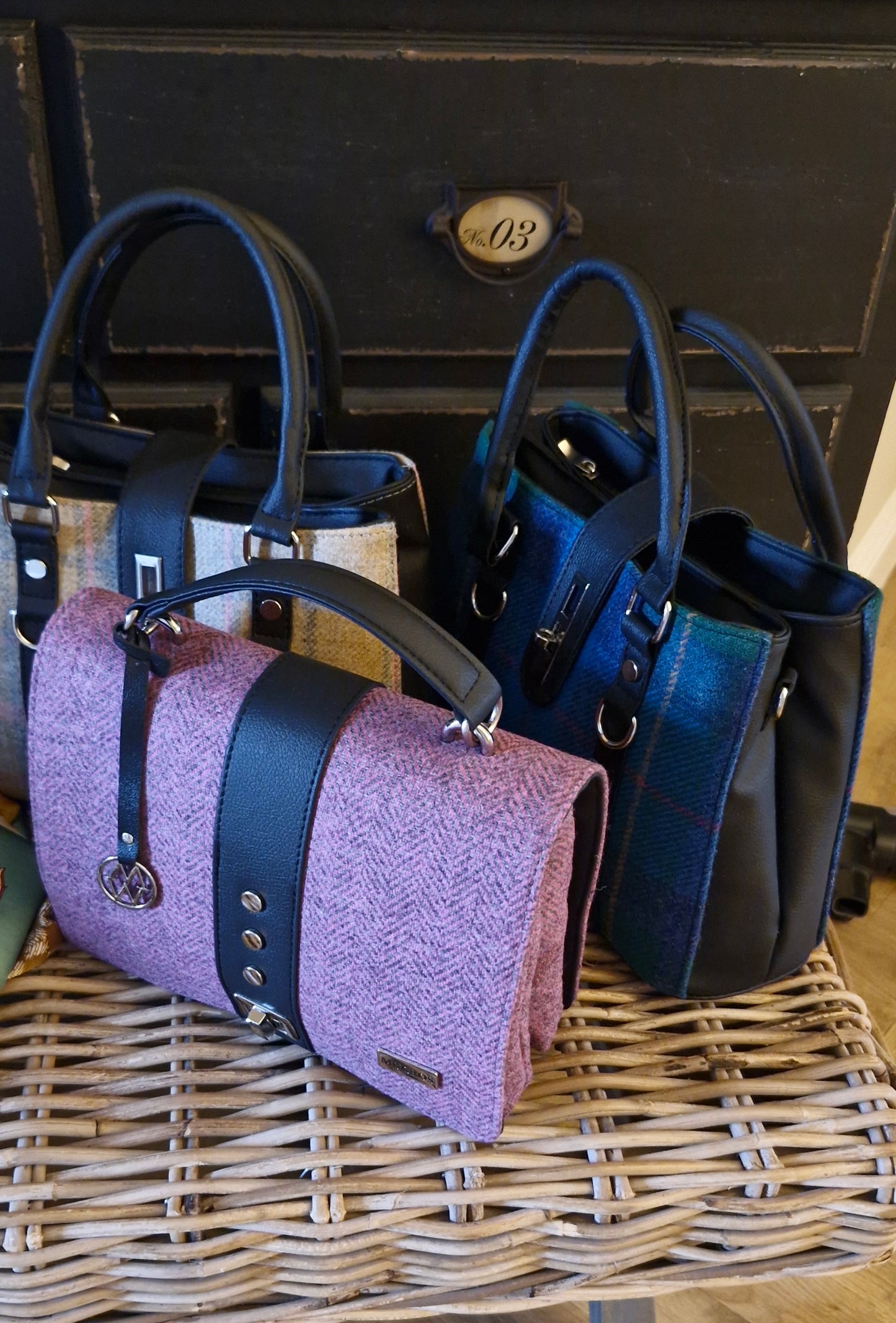 Fiona Pink Tweed Crossbody Bag