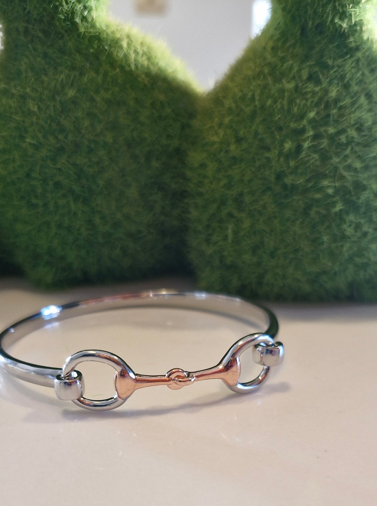 Silver and Rose Gold Snaffle Bit Bangle
