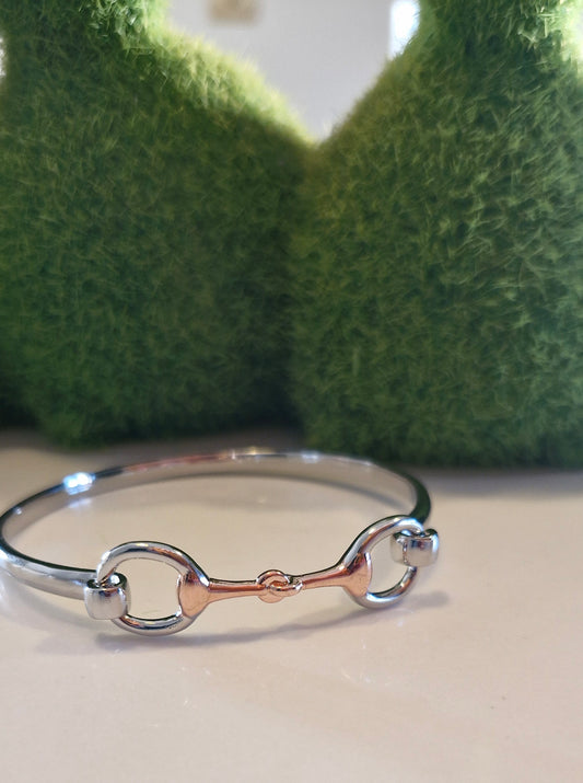 Silver and Rose Gold Snaffle Bit Bangle