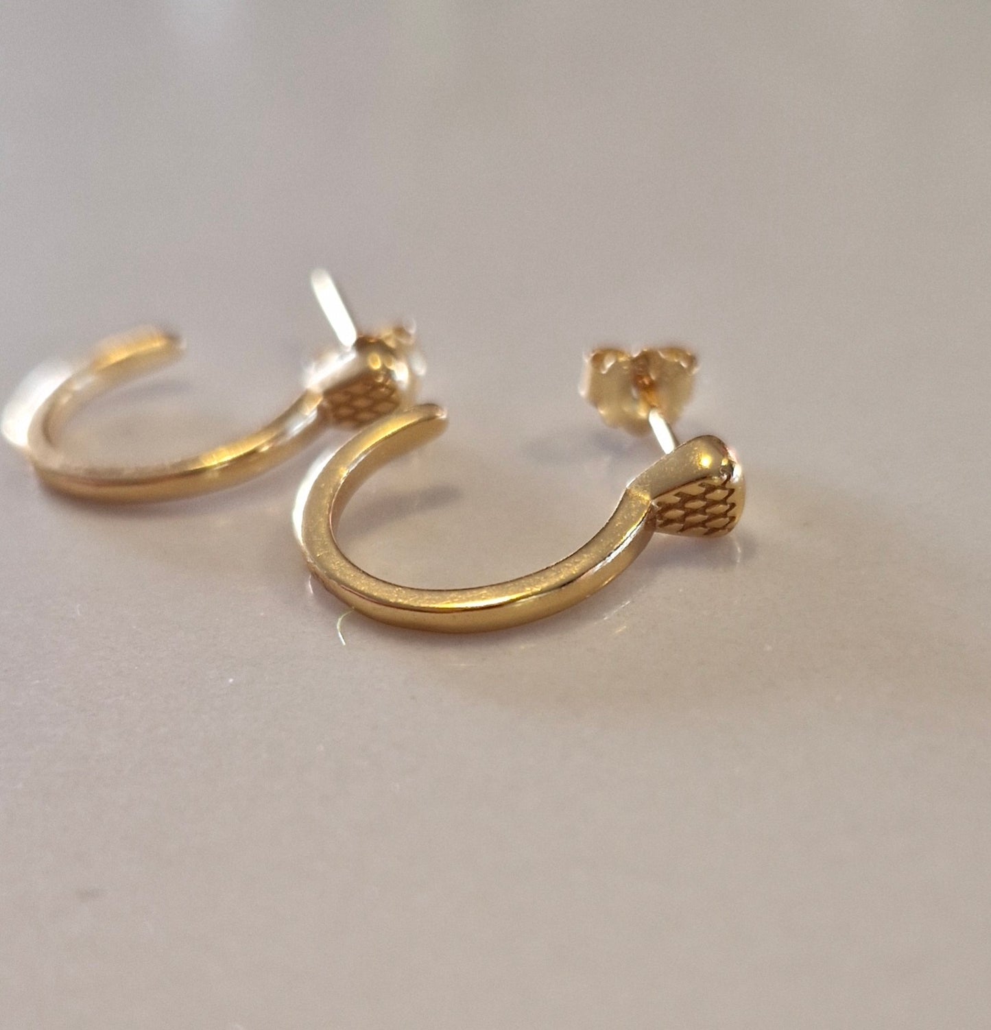 Horseshoe Nail Earrings Gold