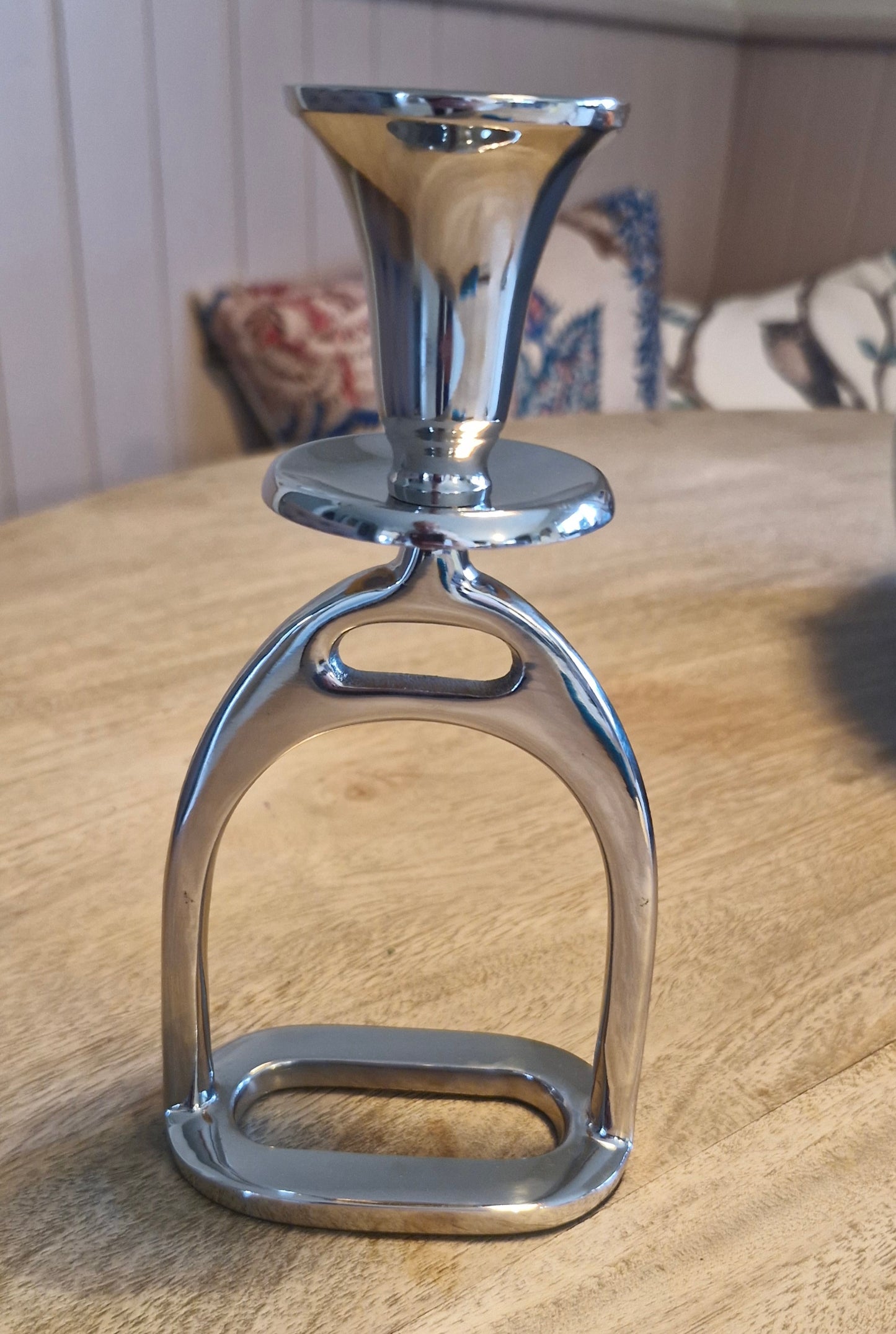 Small Silver Stirrup Candlestick Holders - Pair