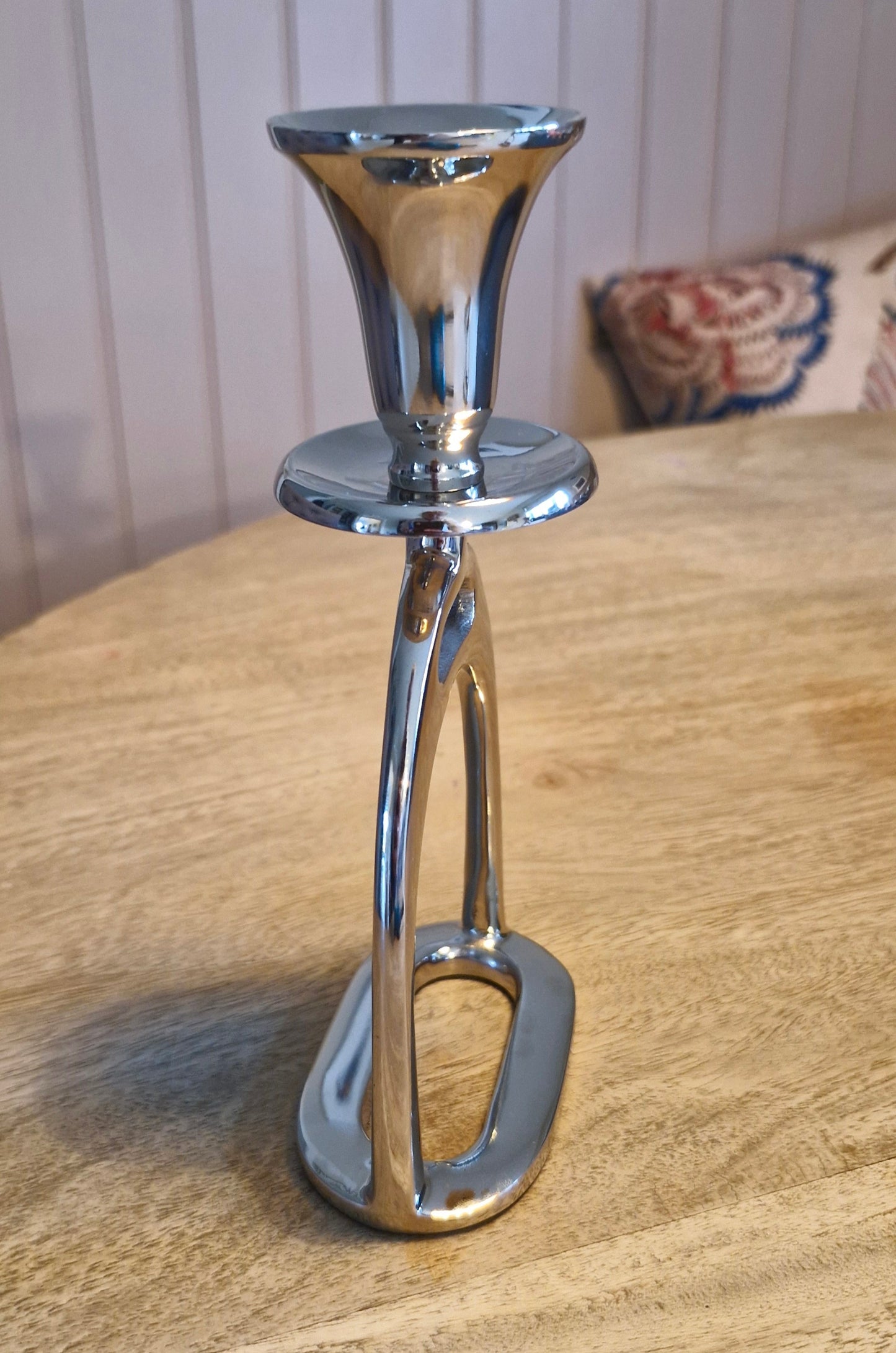 Small Silver Stirrup Candlestick Holders - Pair