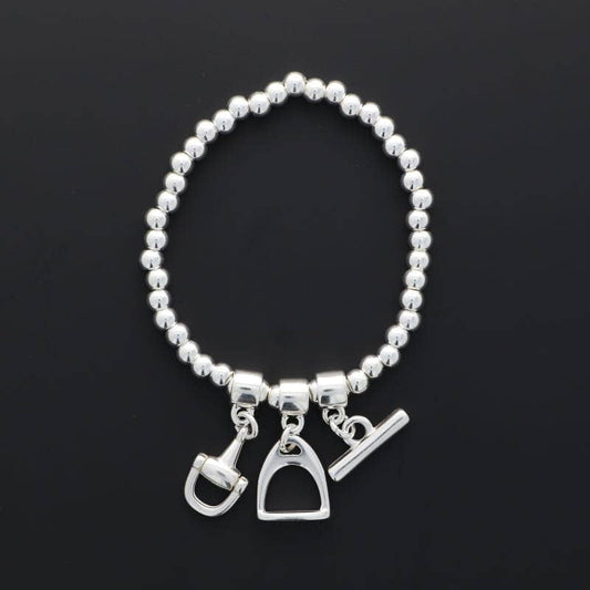 Small Elastic Bead Bracelet with Stirrup & Snaffle Bit