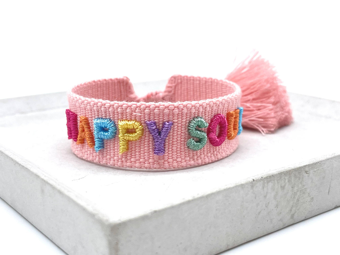 Happy Soul Woven,  Embroidered Statement Bracelet