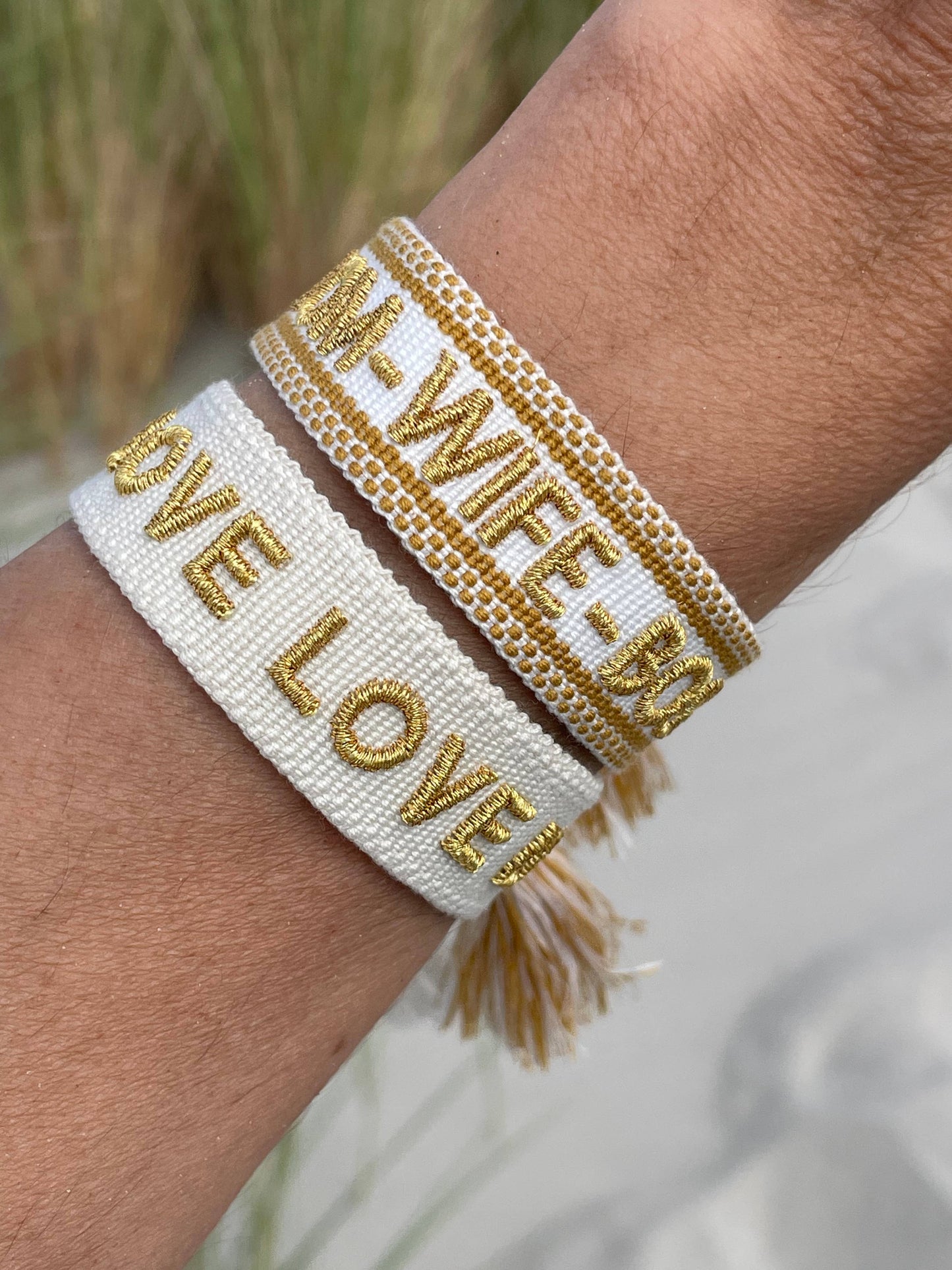 Mom Wife Boss Woven,  Embroidered Statement Bracelet