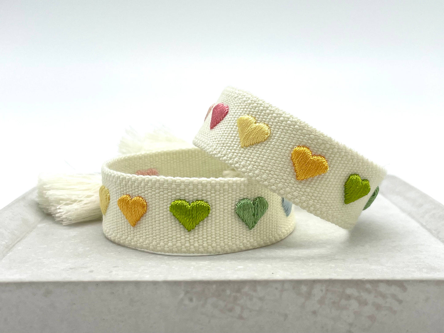 Hearts Woven Embroidered Statement Bracelet