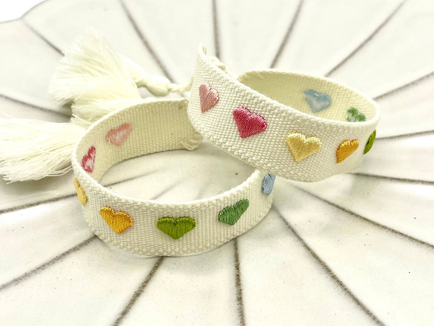 Hearts Woven Embroidered Statement Bracelet