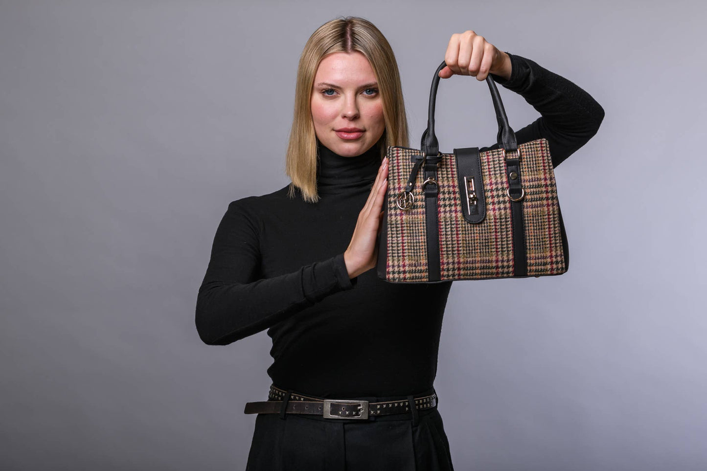 Jessica Brown & Red Tweed Handbag