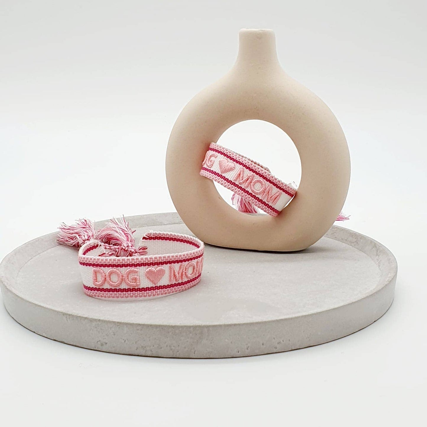 Dog Mom Statement Woven,  Embroidered Bracelet.