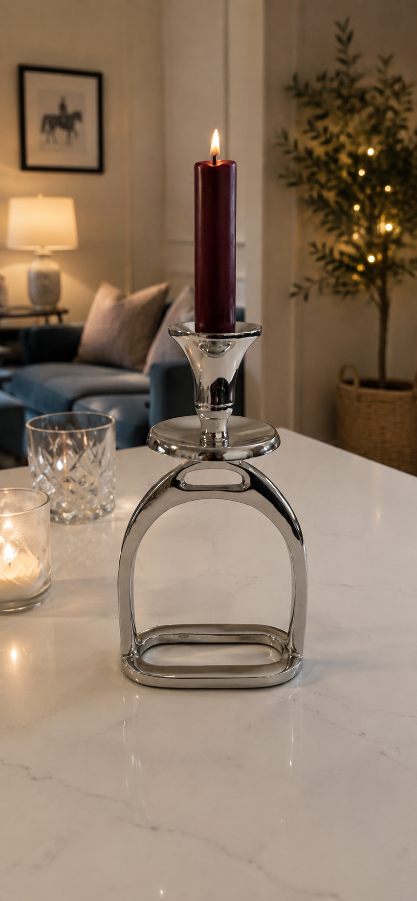 Silver Stirrup Candlestick Holder