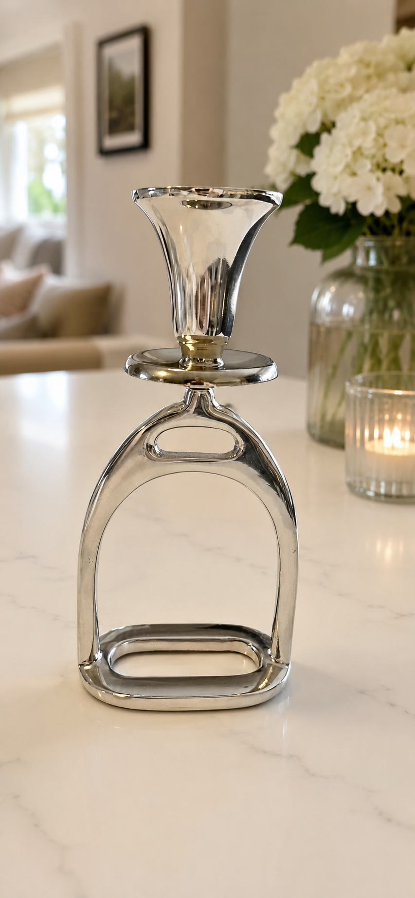 Small Silver Stirrup Candlestick Holder