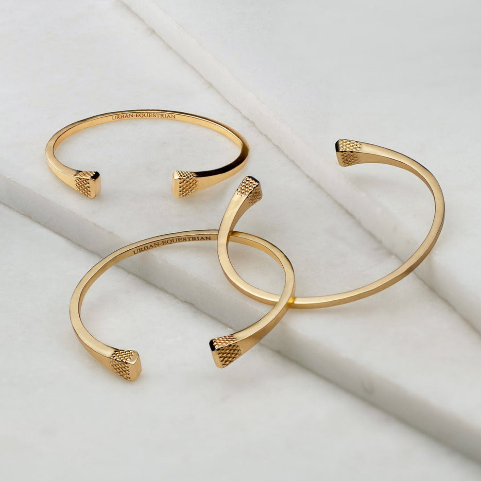 Lucky Horseshoe Nail Bangle - Gold