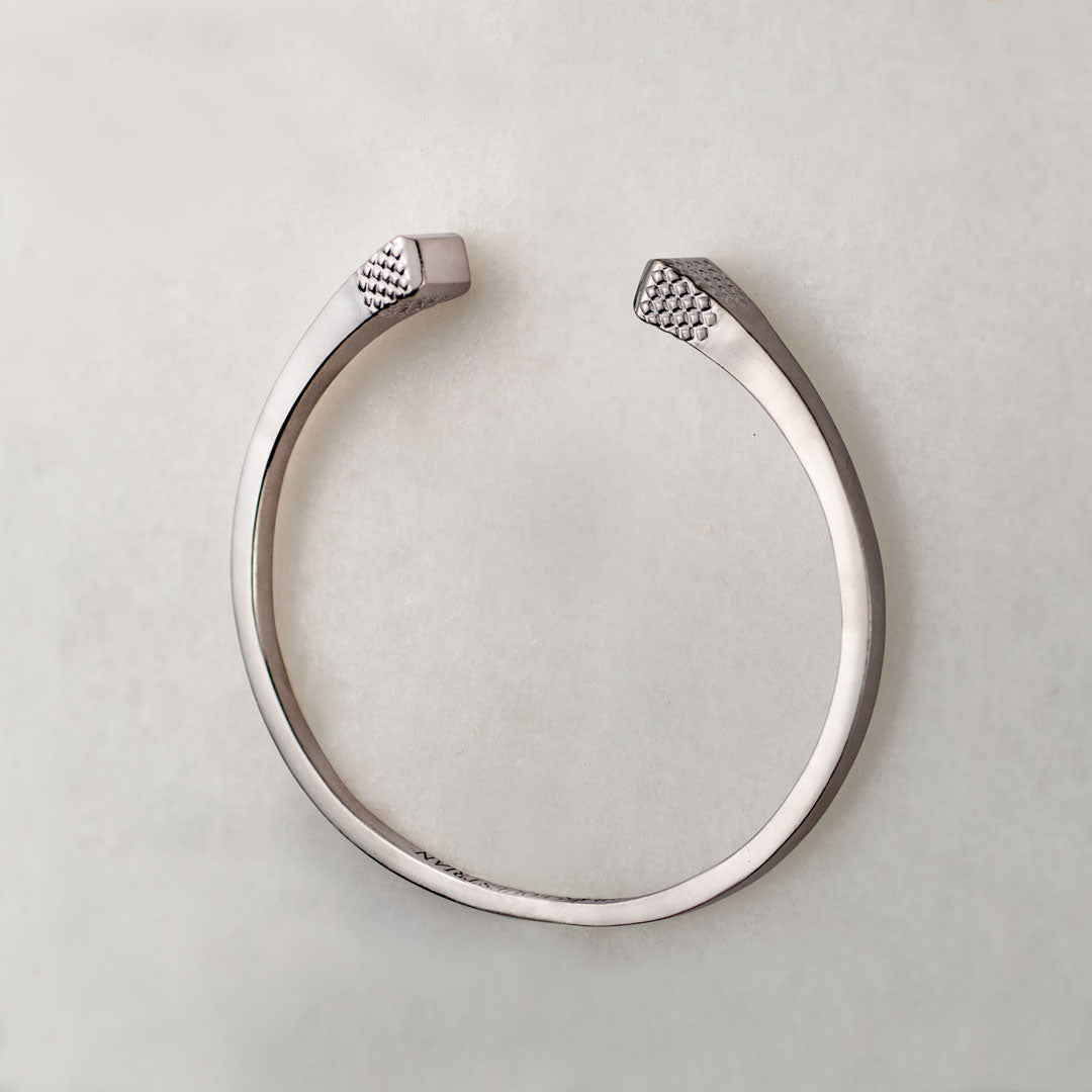 Lucky Horseshoe Nail Bangle - Silver