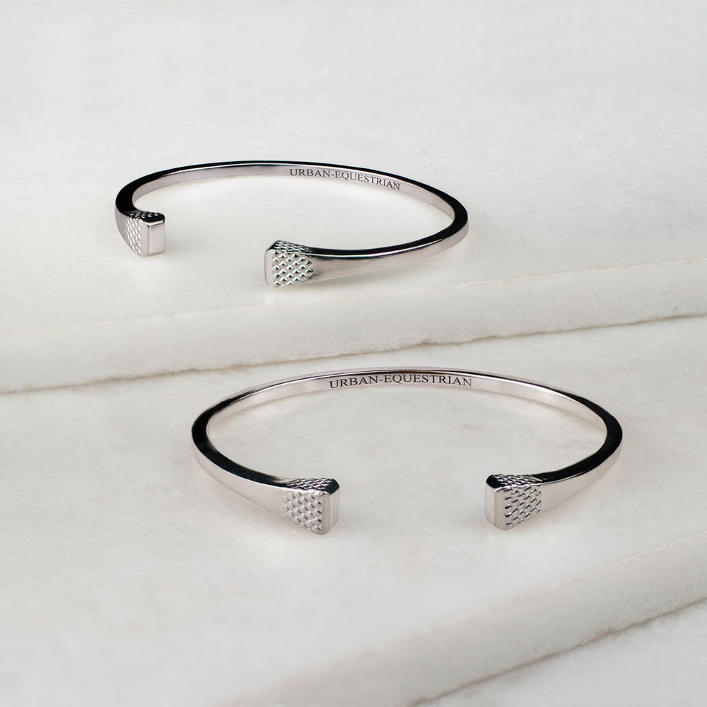 Lucky Horseshoe Nail Bangle - Silver