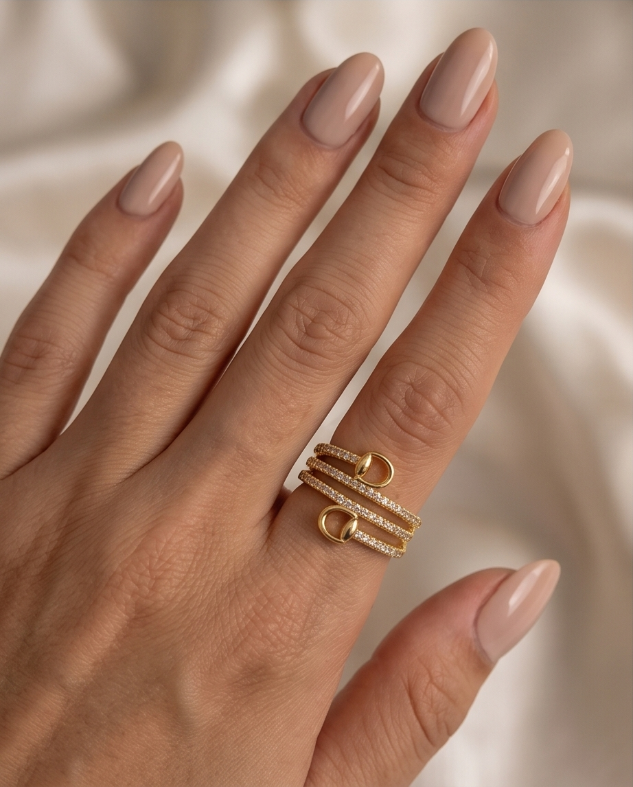 The Pave Snaffle Wrap Around Set - Gold