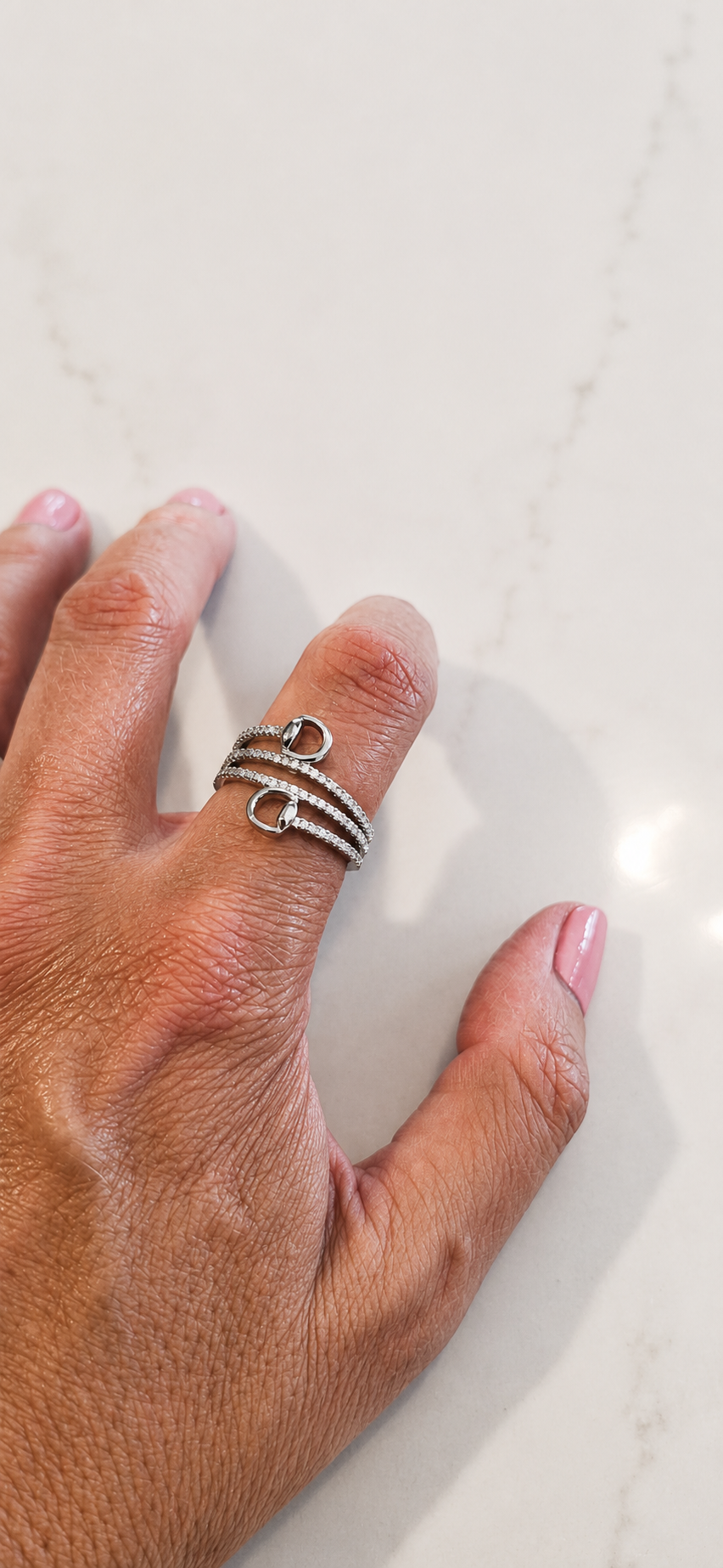 Silver Pavé Wrap Around Snaffle Ring