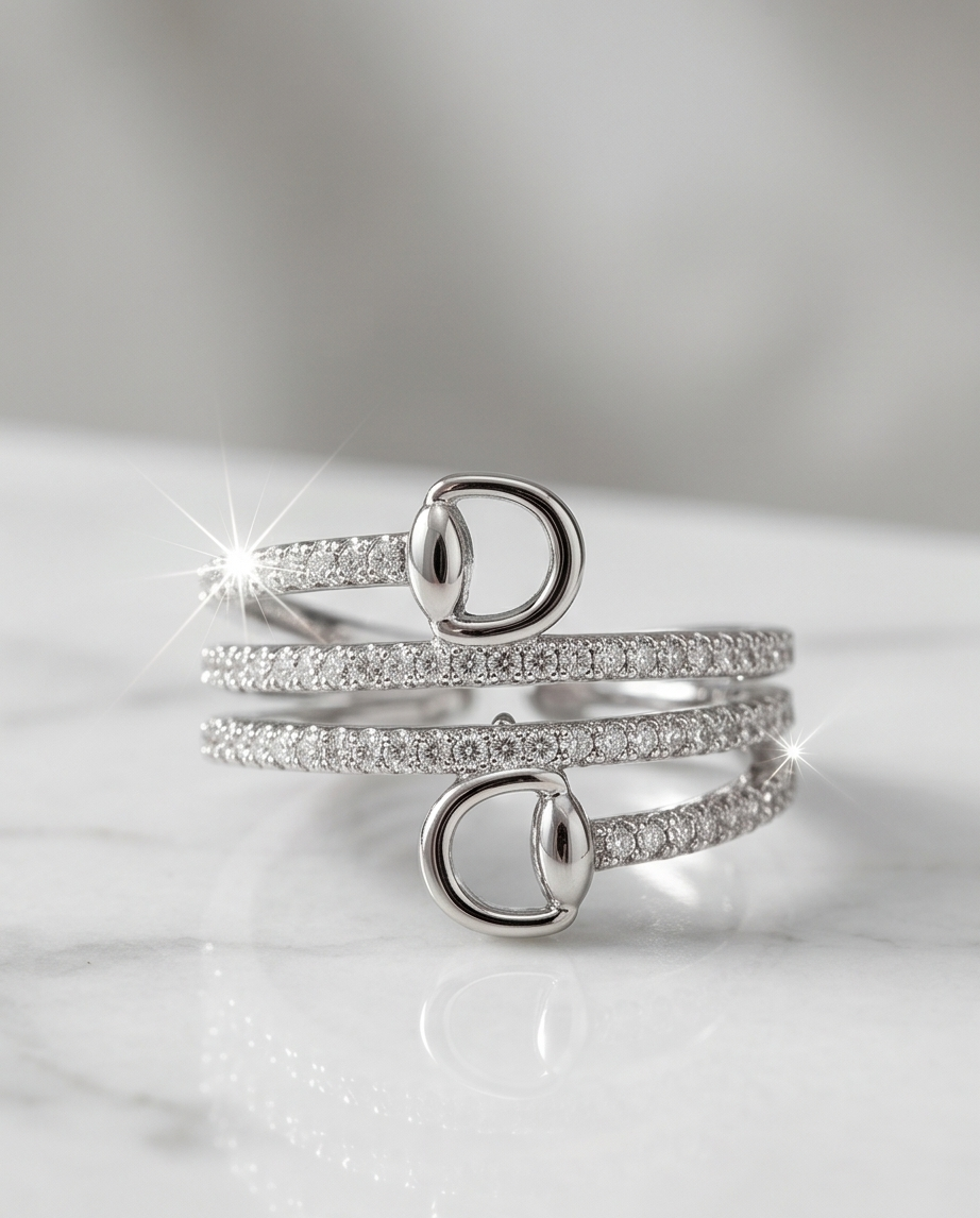 The Pave Snaffle Wrap Around Set - Silver