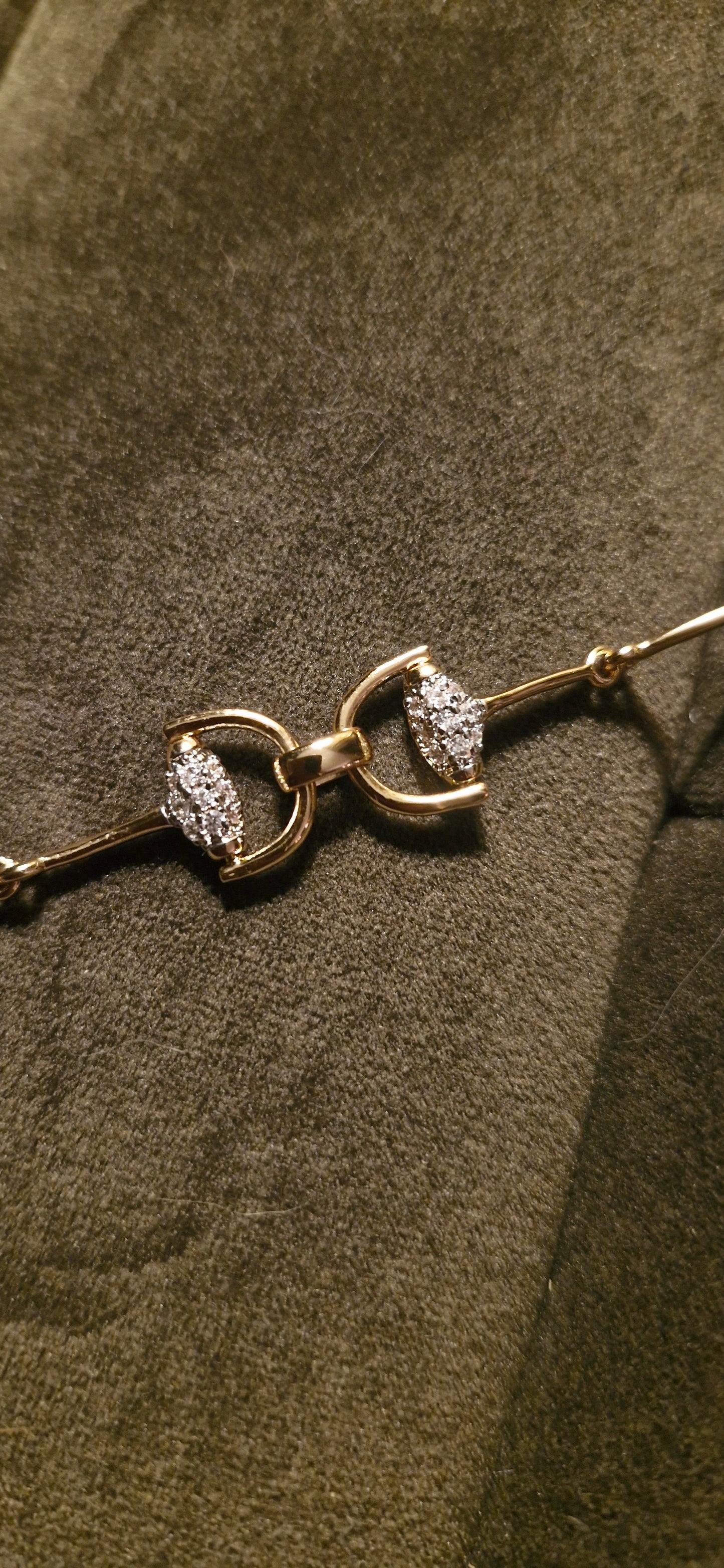 Mini Pavé Gold Snaffle Bracelet
